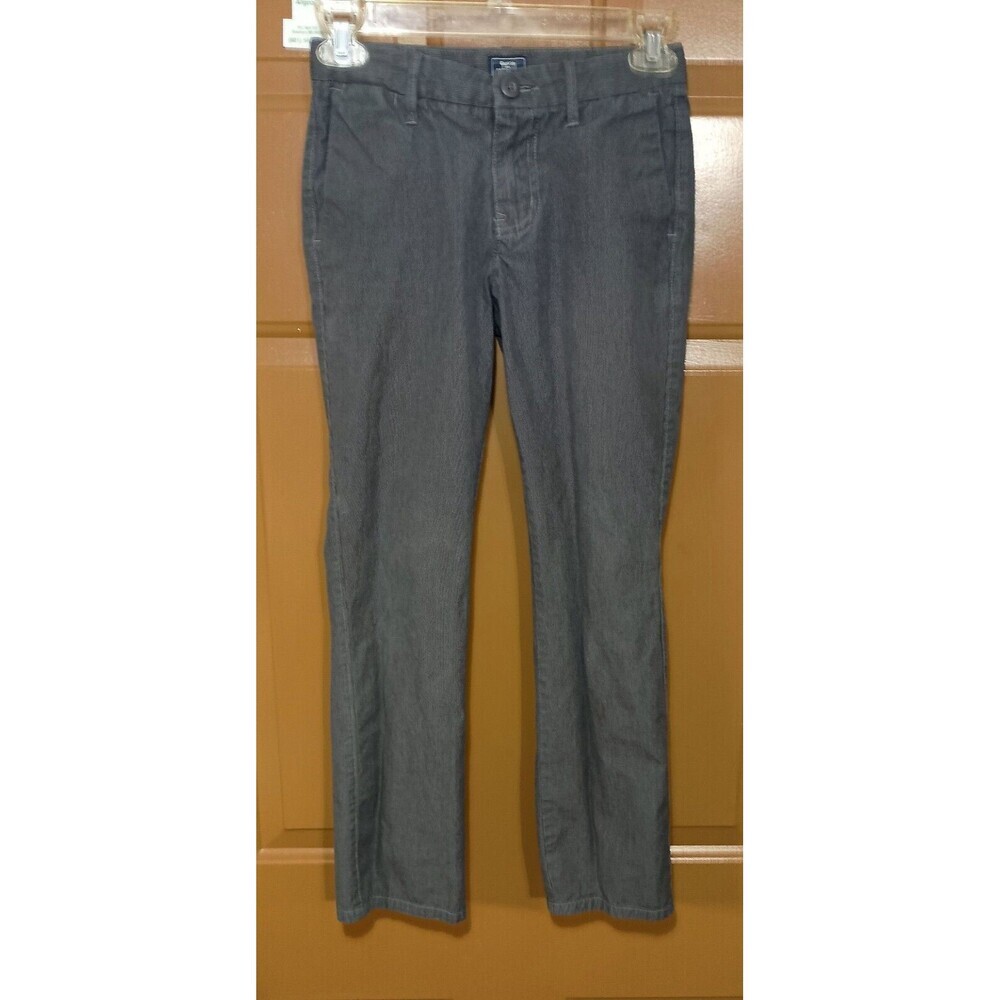 Gap Kids Girls Grey Stripe Khaki Pants Slim Straight Regular Fit MCM Kidcore